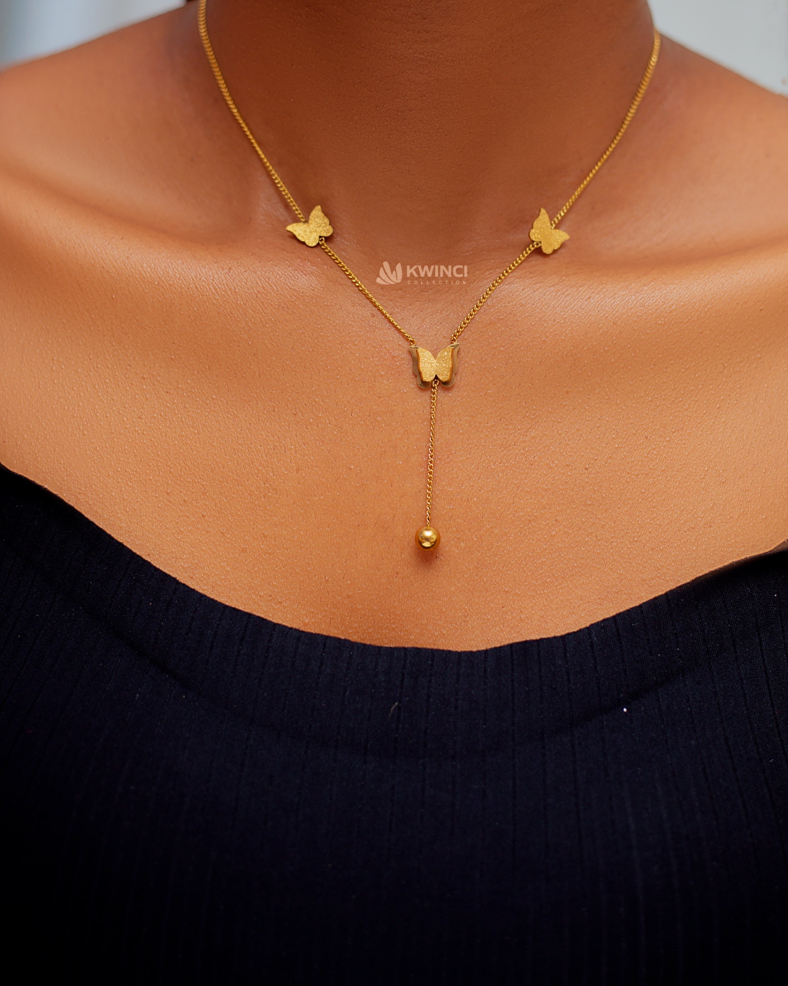 Butterfly drop necklace