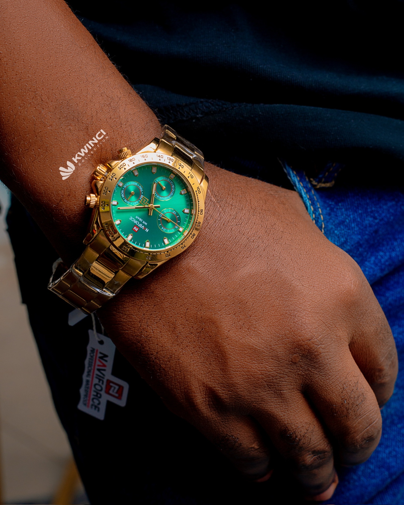 Gold chronograph watch